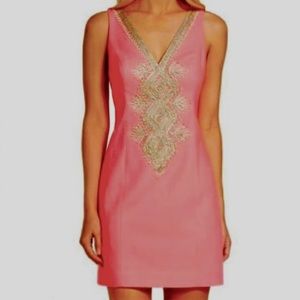Lily Pulitzer hot pink and gold dress